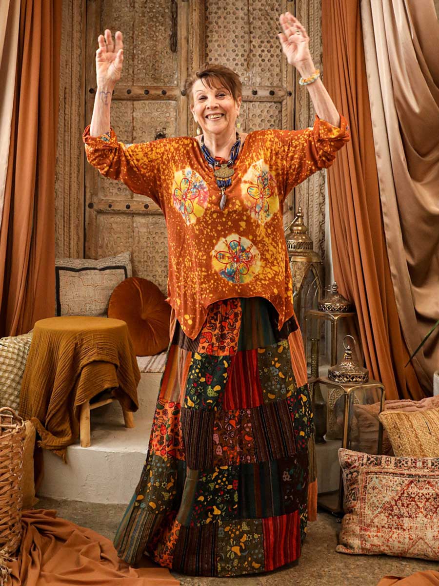 Mushroom Patchwork Skirt | Orange image 5