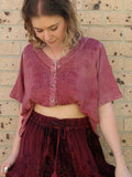 Cropped Crepe Button Down Top in Dusty Rose - FREE SIZE image
