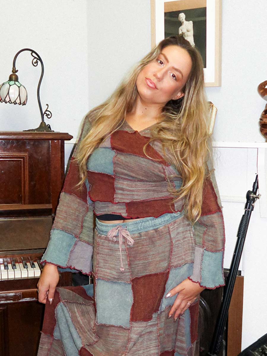 Shivani Cotton Patchwork Wrap Top in Eucalypt image 7