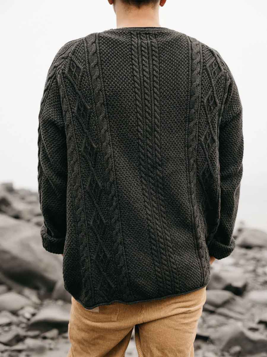 Ottway | Rory Cable Knit Sweater - Charcoal image 3