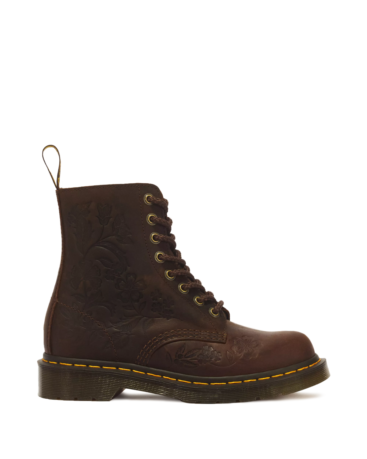 Dr Marten's | 1460 Pascal Emboss Floral Dark Brown Crazy Horse