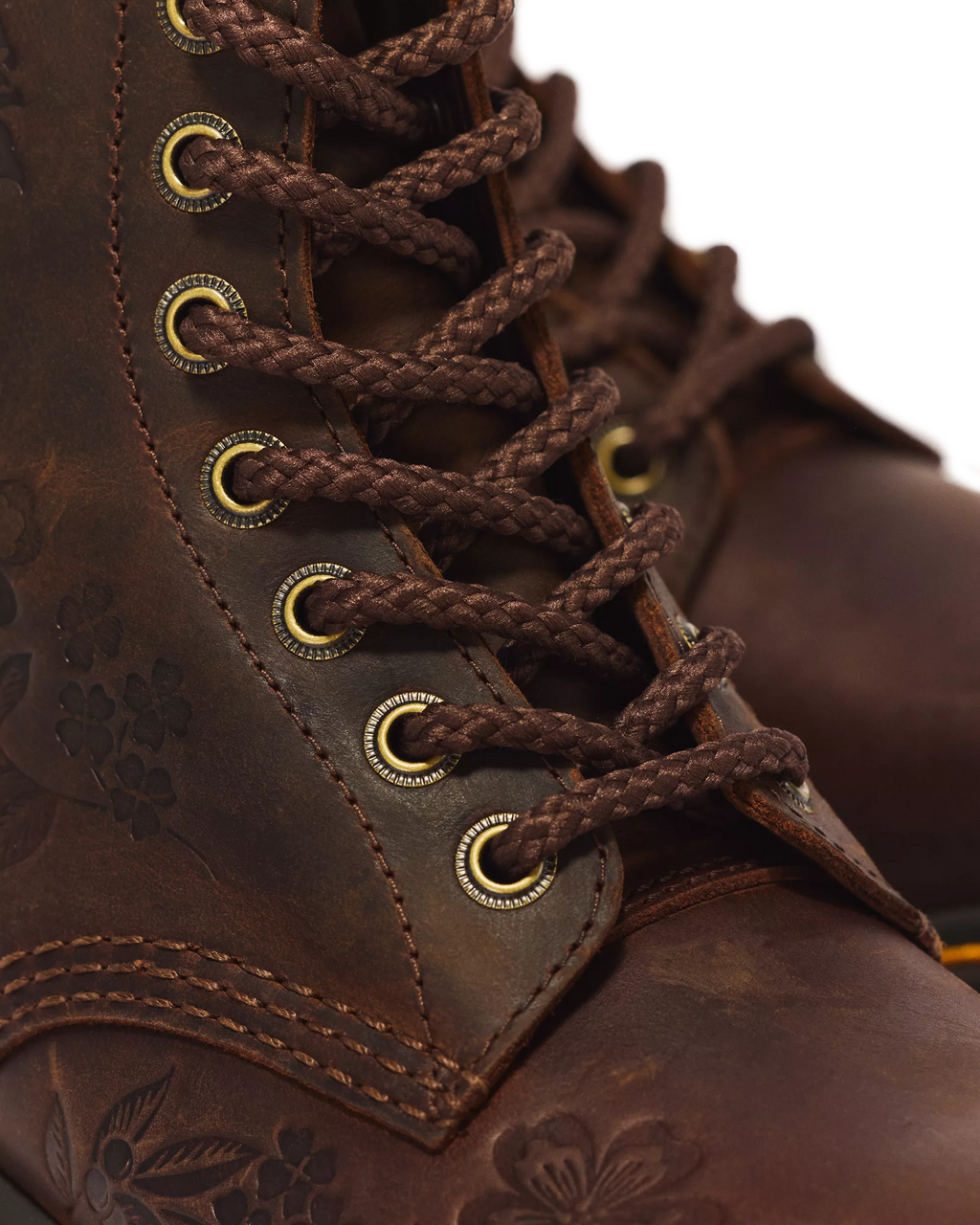 Dr Marten's | 1460 Pascal Emboss Floral Dark Brown Crazy Horse