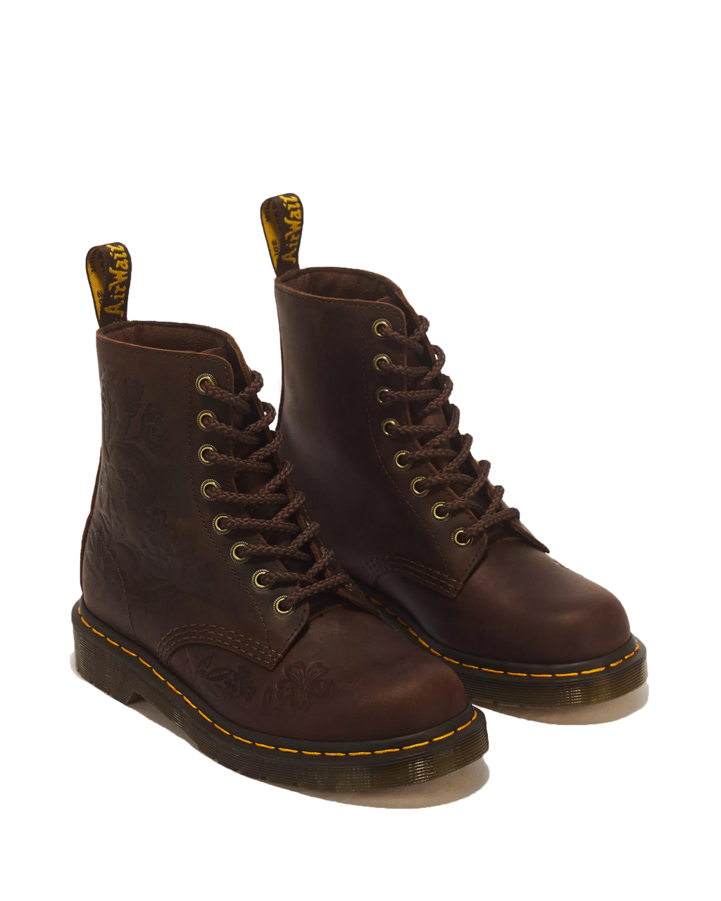 Dr Marten's | 1460 Pascal Emboss Floral Dark Brown Crazy Horse