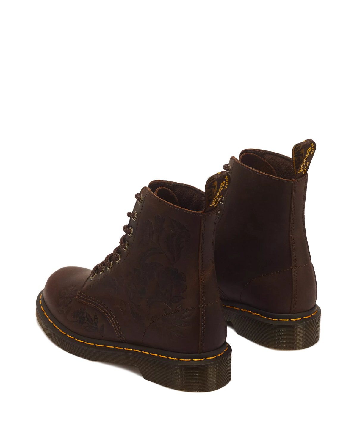 Dr Marten's | 1460 Pascal Emboss Floral Dark Brown Crazy Horse