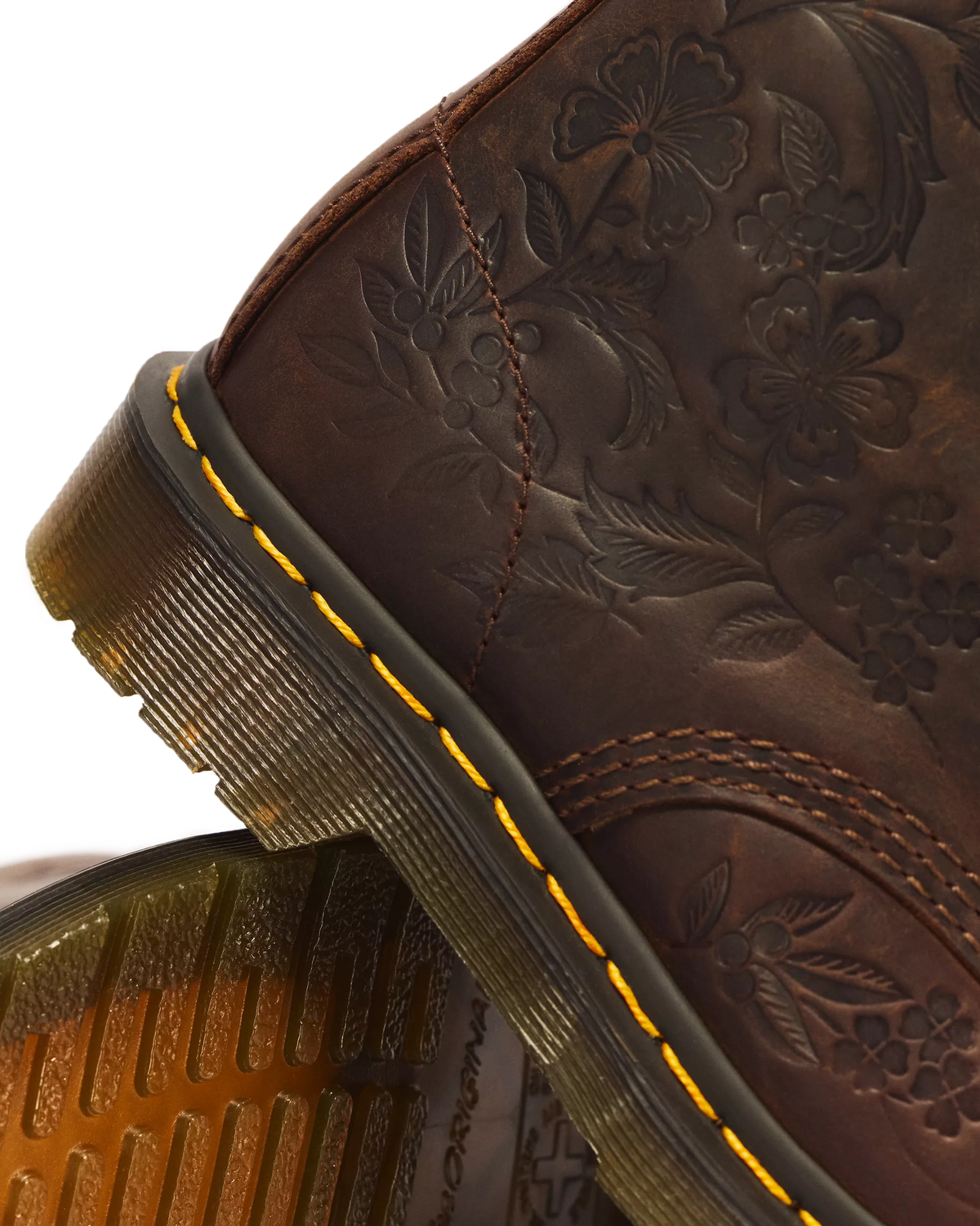 Dr Marten's | 1460 Pascal Emboss Floral Dark Brown Crazy Horse