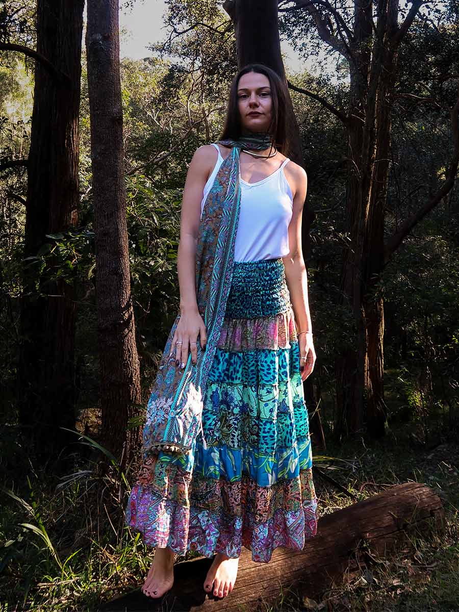 Olivia Tiered Maxi Skirt in Blue - FREE SIZE image