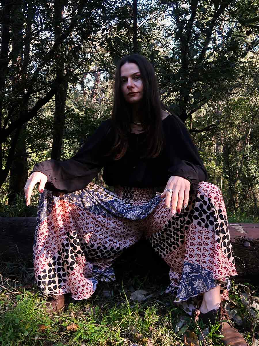 Vera Silk Wide Leg Umbrella Pants in Olive image 2