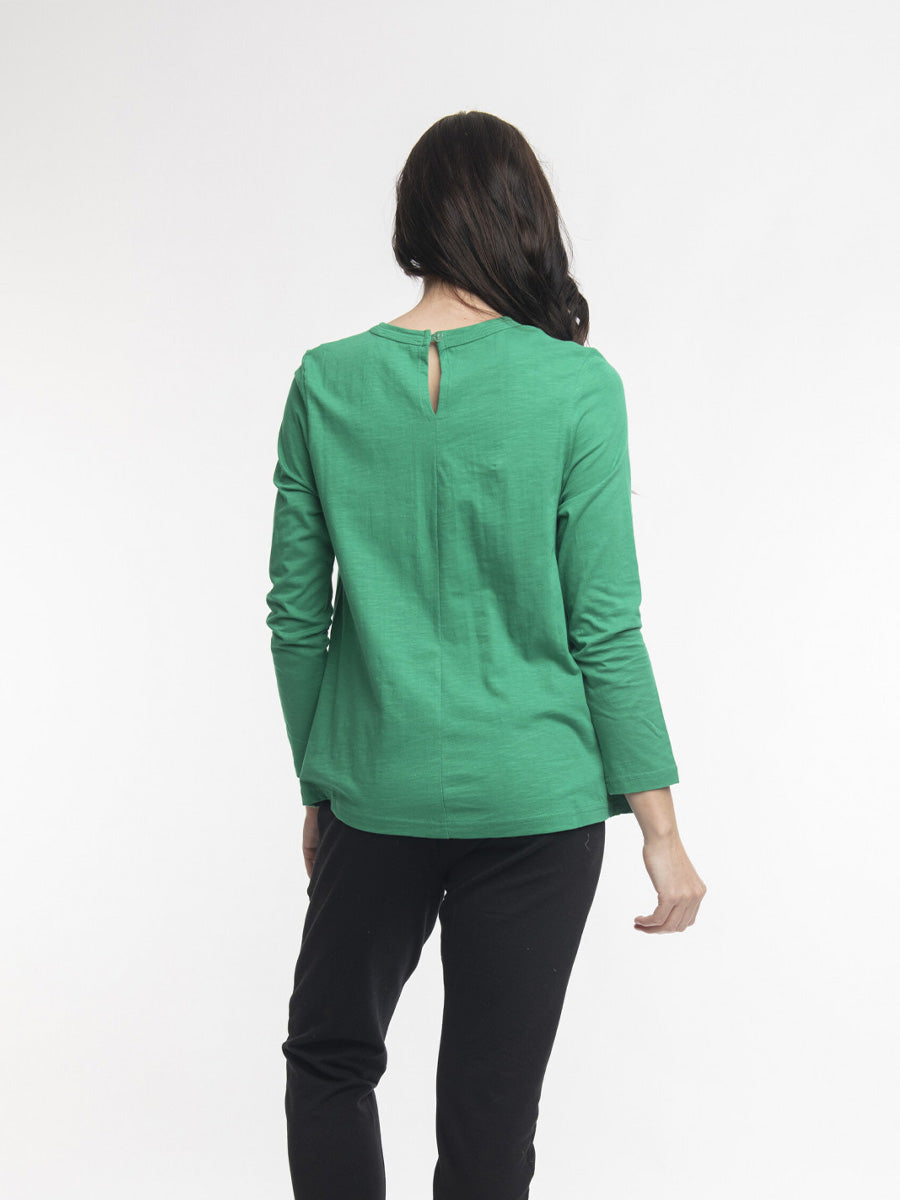 Orientique | Essential Knit T-shirt with Crew Neck in Pine Green image 2