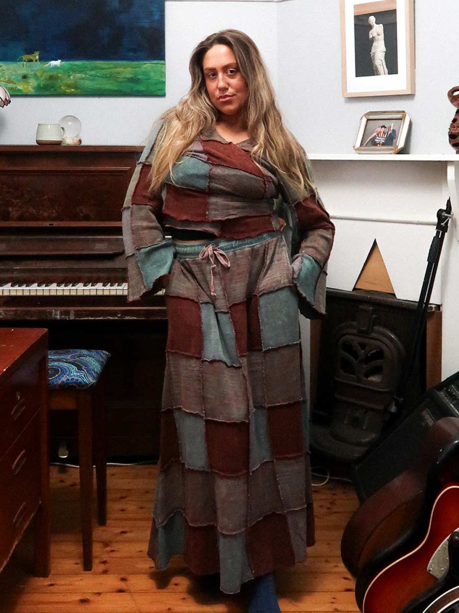 Shivani Cotton Patchwork Midi Skirt in Eucalypt image 1