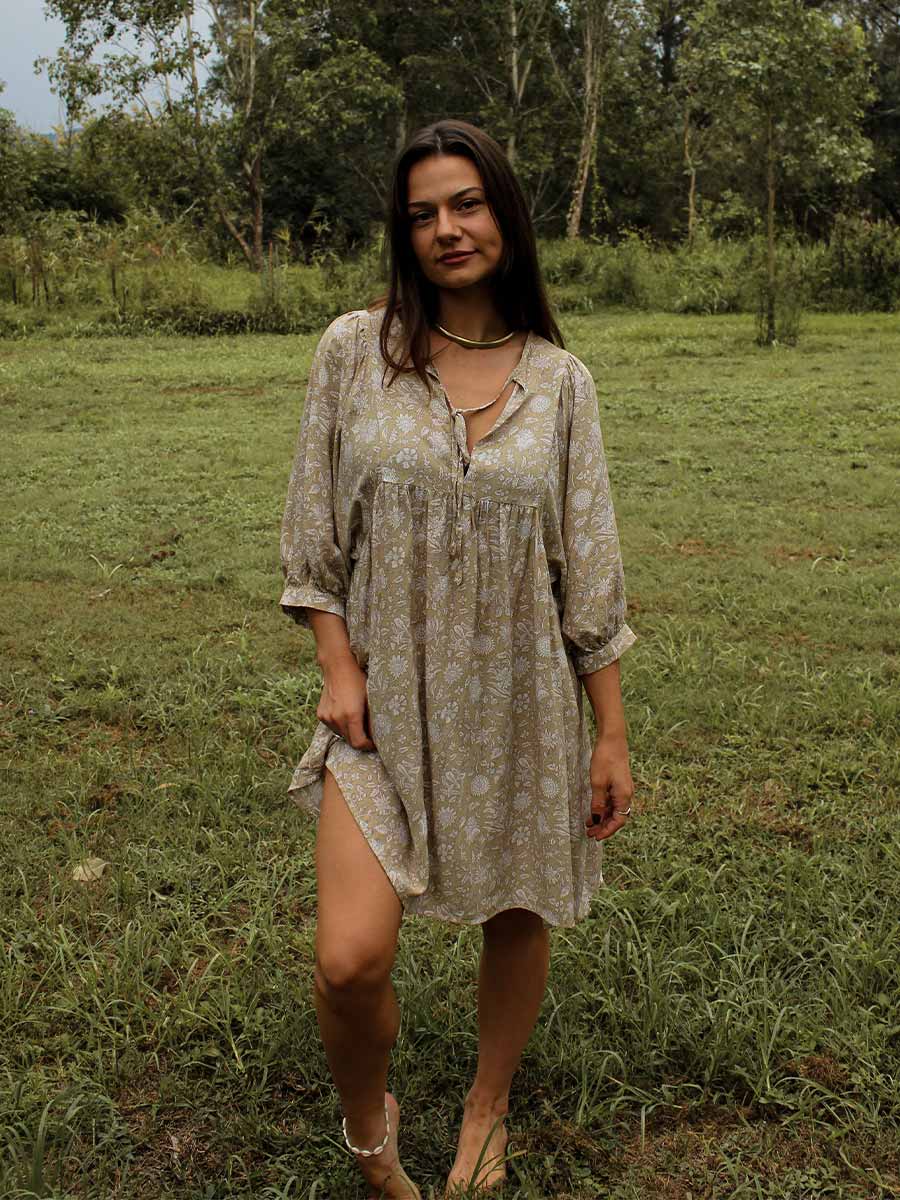 Leura Mini Smock Dress with Batwing Sleeve - S image