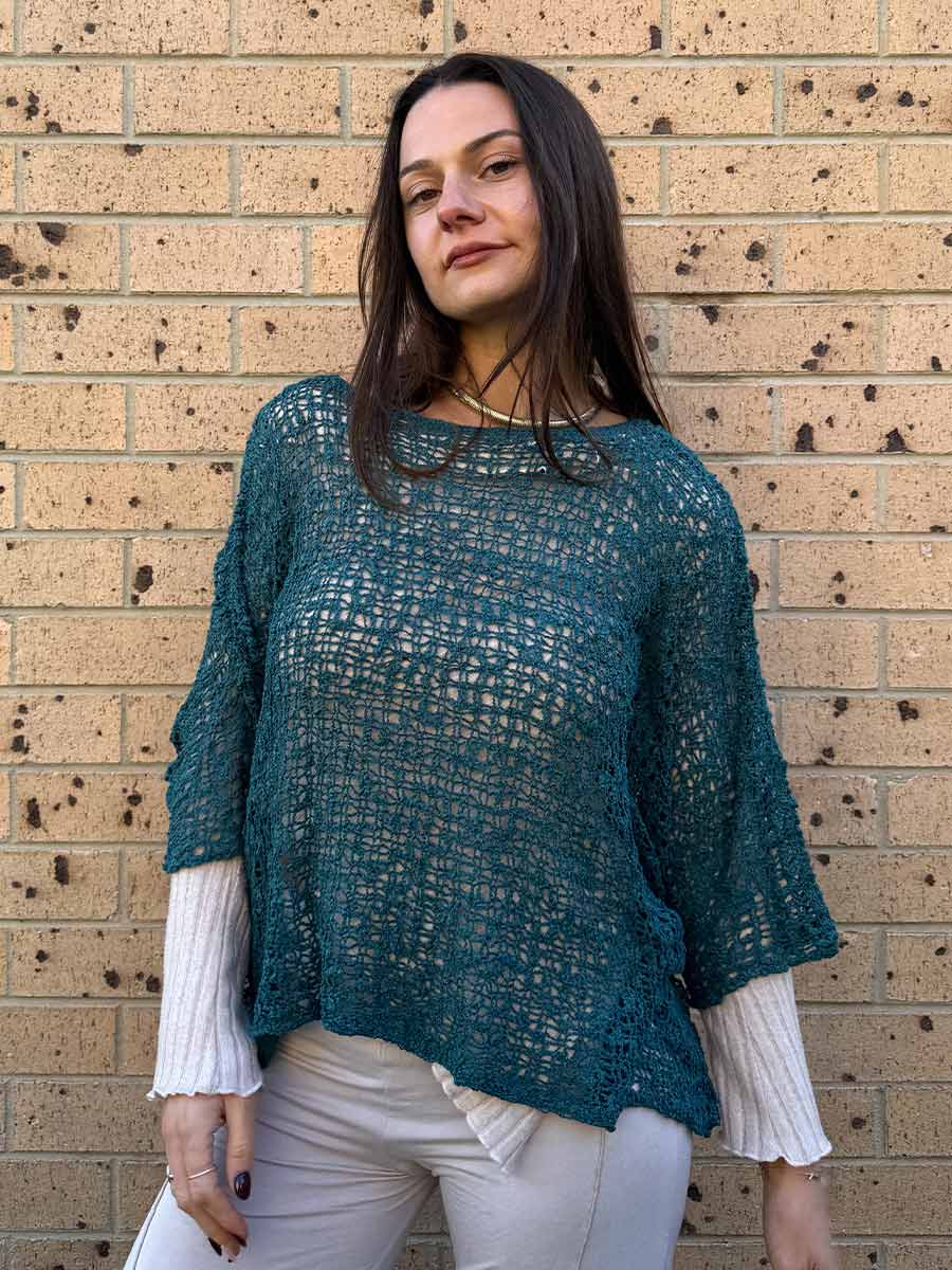 Mimpi Knit Top in Teal image 3