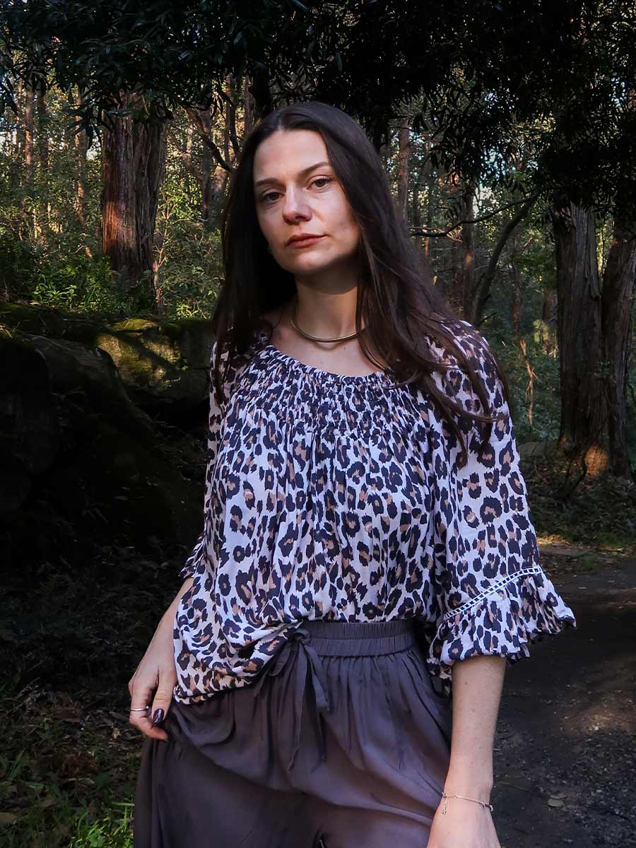 Stevie Boho Top in Leopard image 2