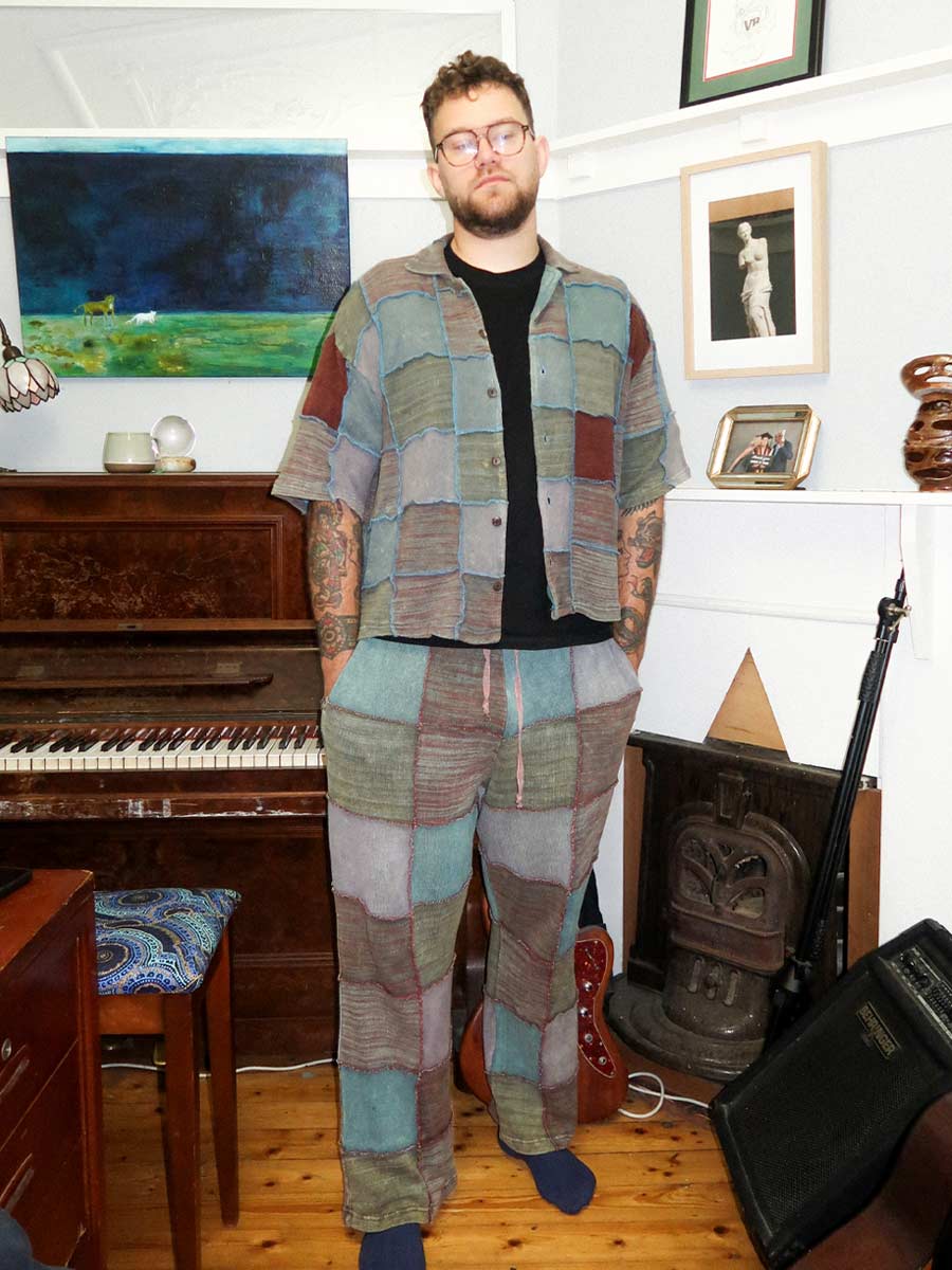 Shiva Cotton Patchwork Pant in Eucalypt image 3
