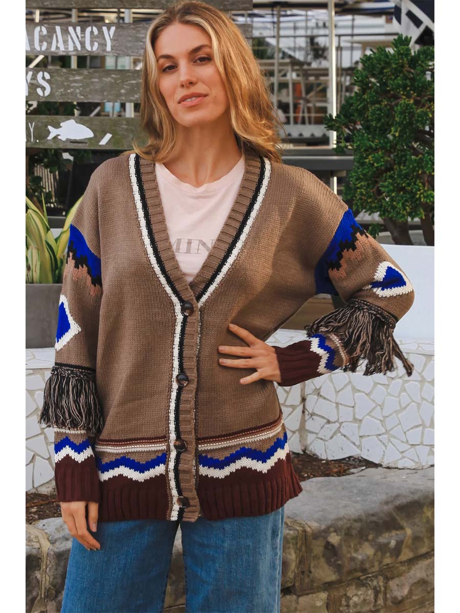 Desert Diamond Cardigan in Brown | Isabella Bohemian - S/M image