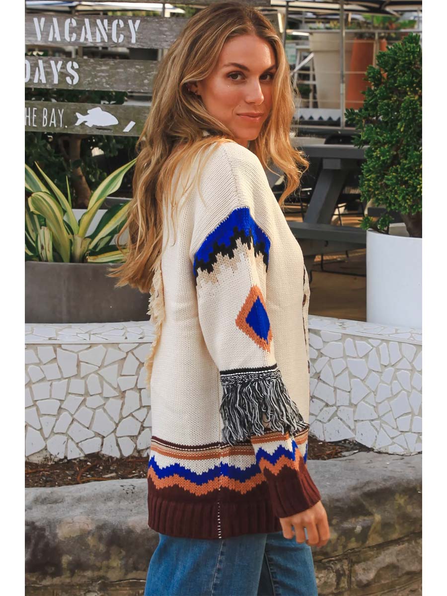 Desert Diamond Cardigan in Beige | Isabella Bohemian image 2