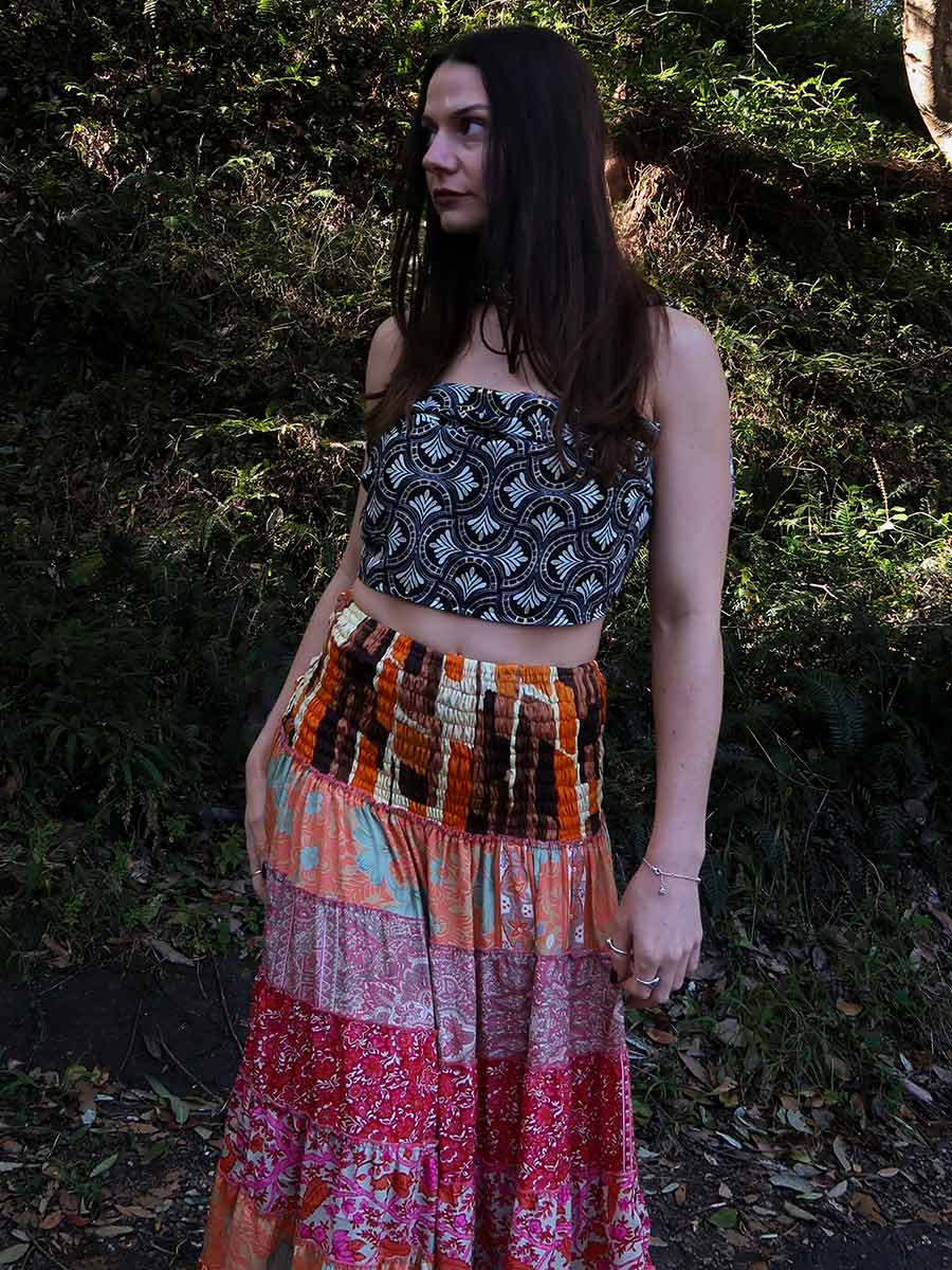 Olivia Tiered Maxi Skirt in Orange image 2