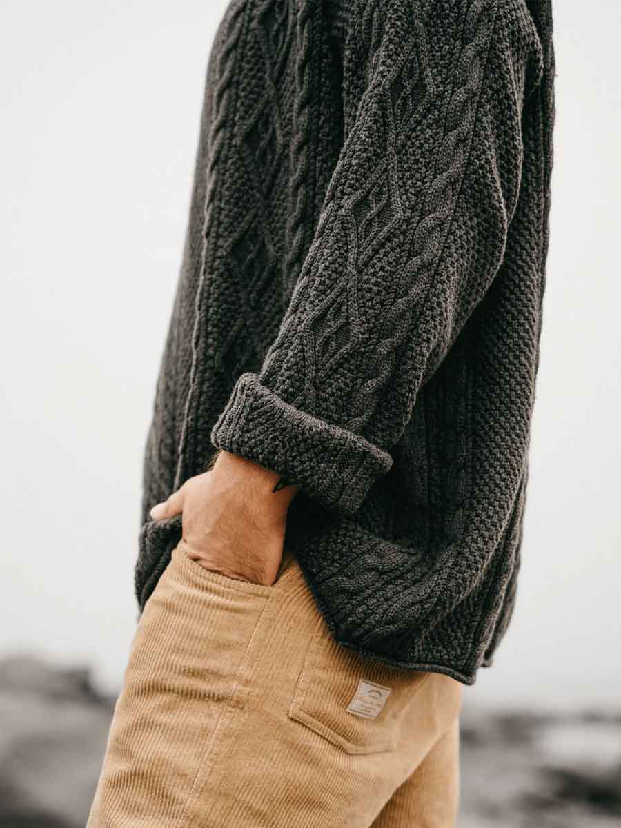 Ottway | Rory Cable Knit Sweater - Charcoal image 1