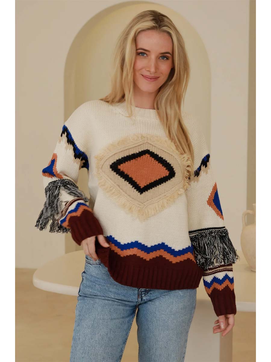 Desert Diamond Crew Knit | Isabella Bohemian - M/L image
