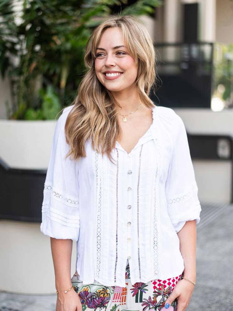 Juliette Boho Blouse in White - 14 image