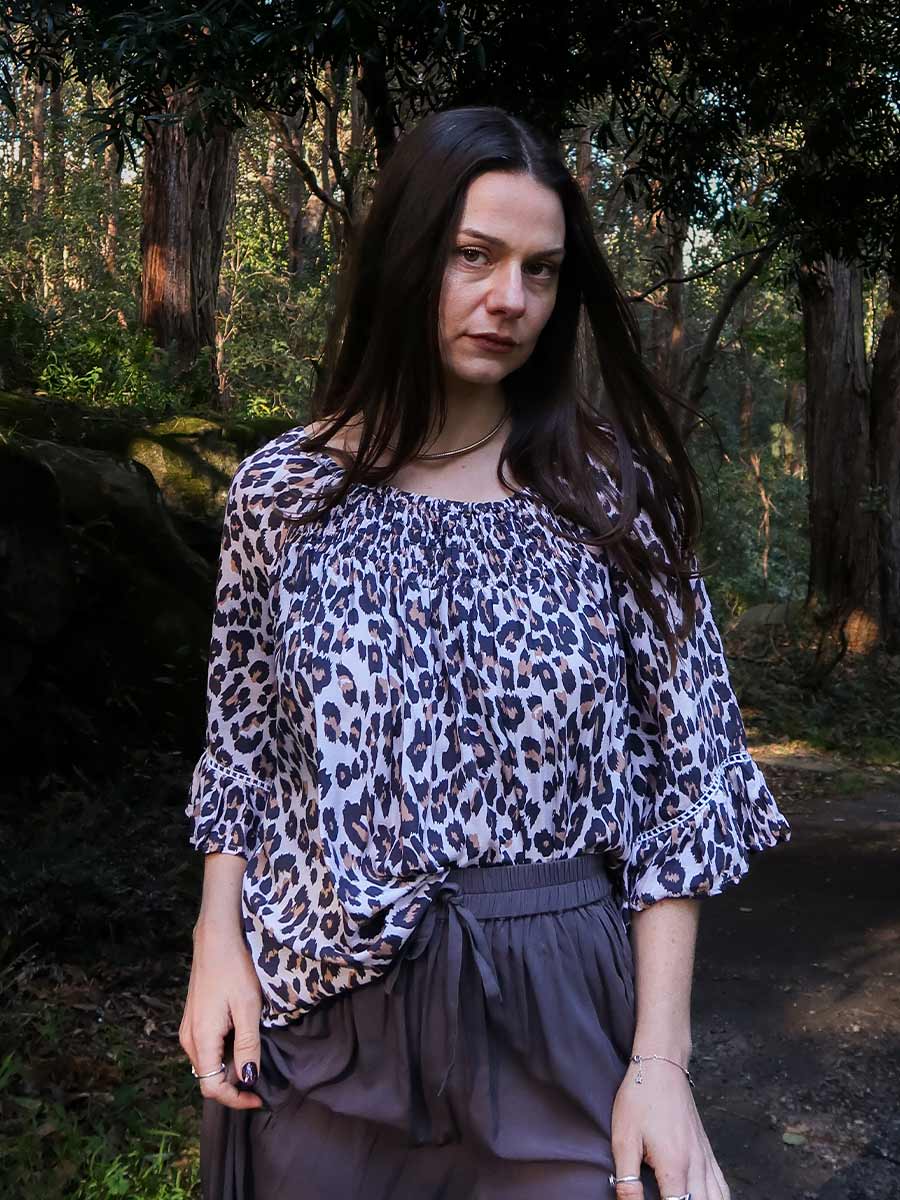 Stevie Boho Top in Leopard image 4