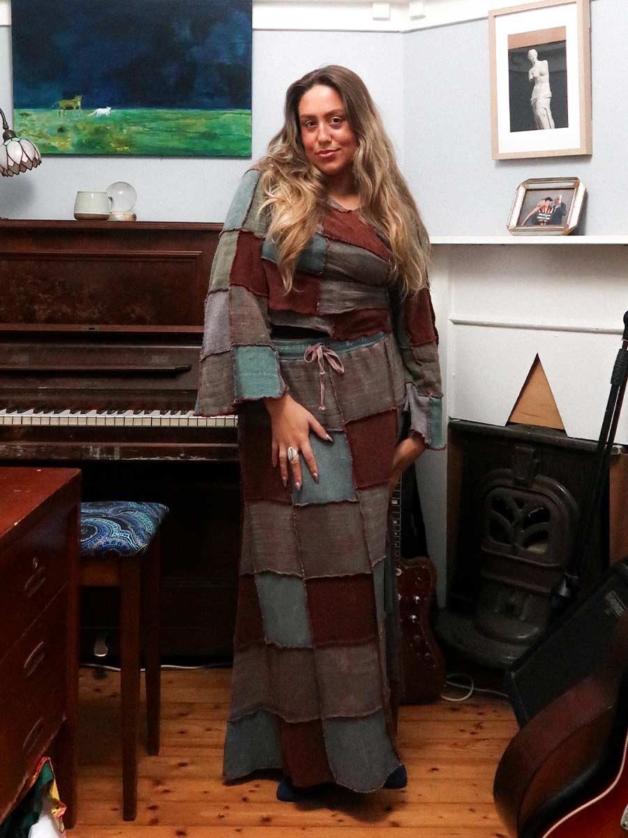 Shivani Cotton Patchwork Midi Skirt in Eucalypt image 7