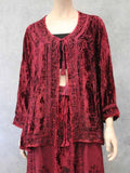 Velvet Revival Embroidered Jacket in Claret Red image 0