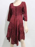 Stevie Lace Up Long Sleeve Dress in Maroon - FREE SIZE image