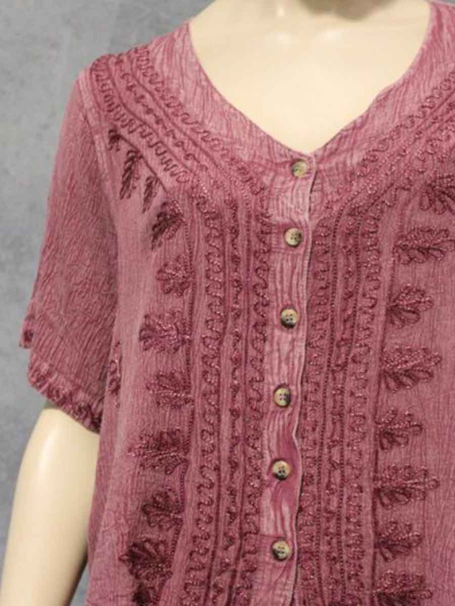 Cropped Crepe Button Down Top in Dusty Rose image 1