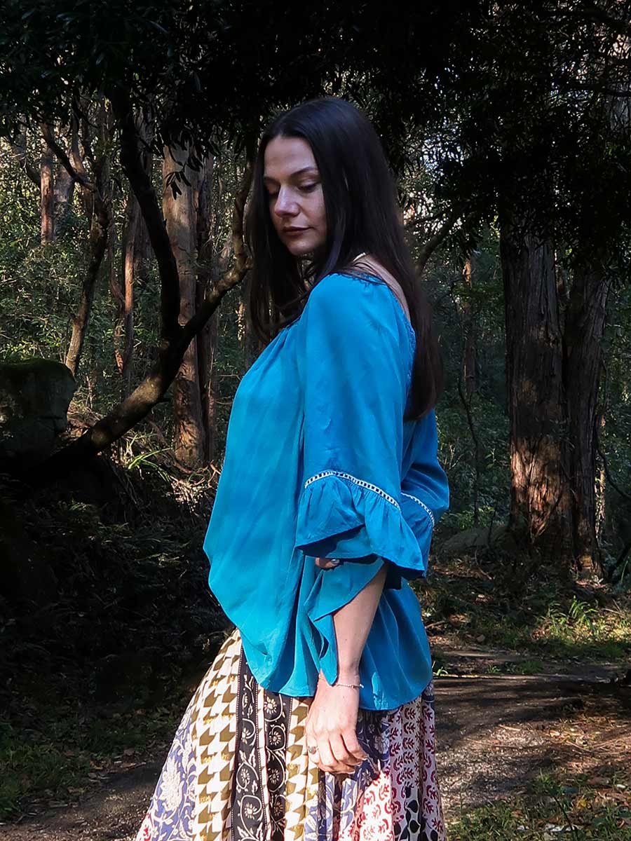 Stevie Boho Top in Teal image 1
