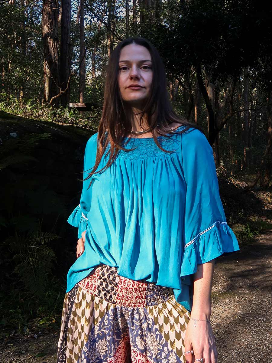 Stevie Boho Top in Teal image 0