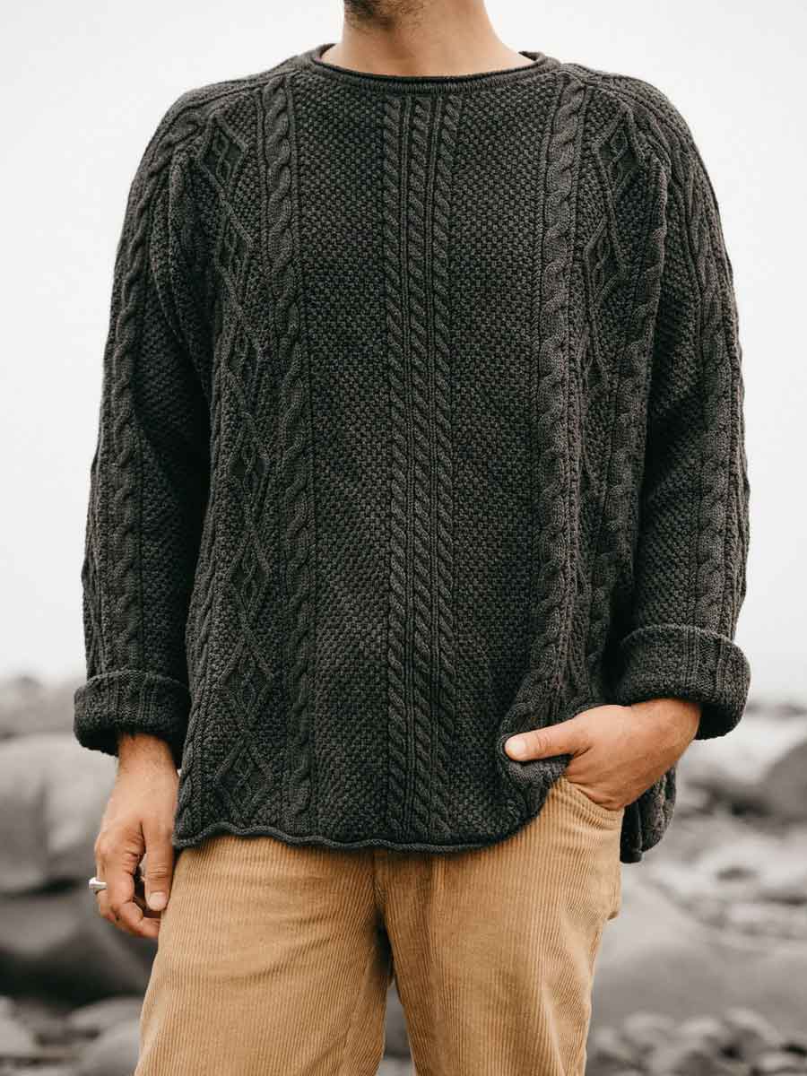 Ottway | Rory Cable Knit Sweater - Charcoal image 2