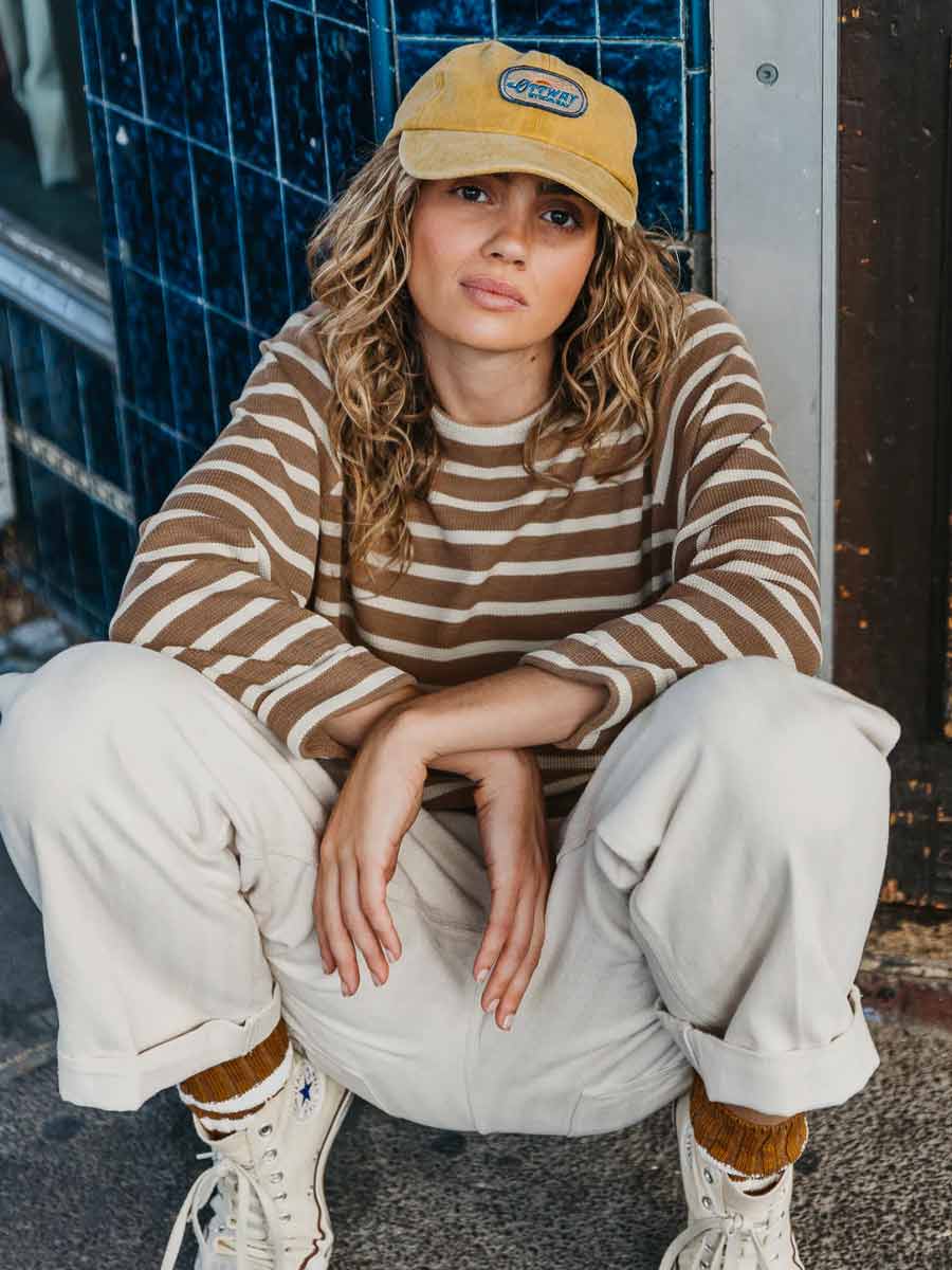 Ottway | Nolan Striped Long Sleeve T-shirt - Brown and Cream image 4