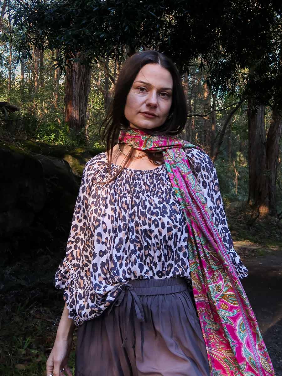 Stevie Boho Top in Leopard image 3