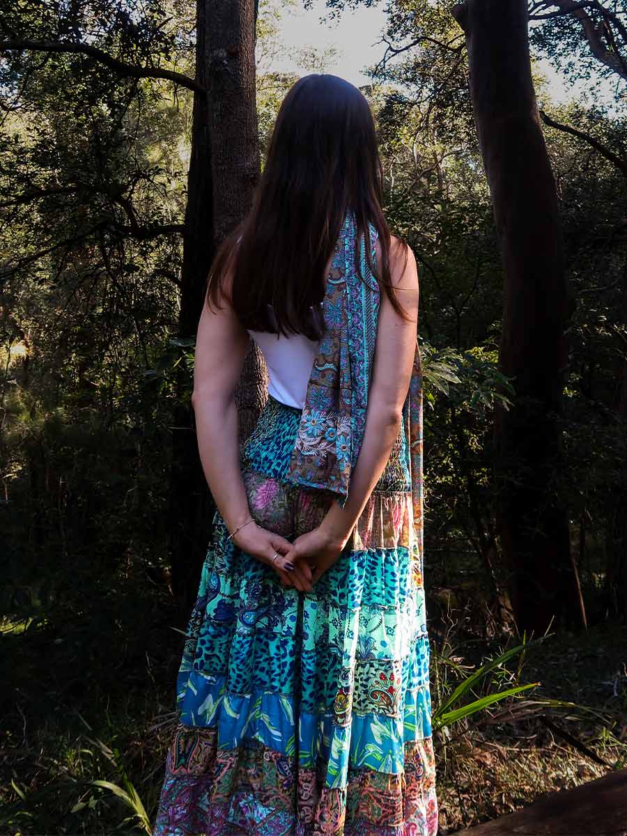 Olivia Tiered Maxi Skirt in Blue image 2