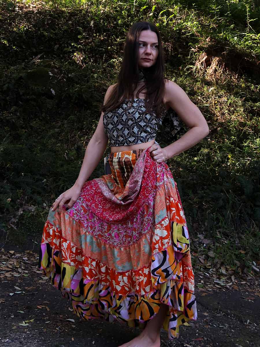 Olivia Tiered Maxi Skirt in Orange image 4
