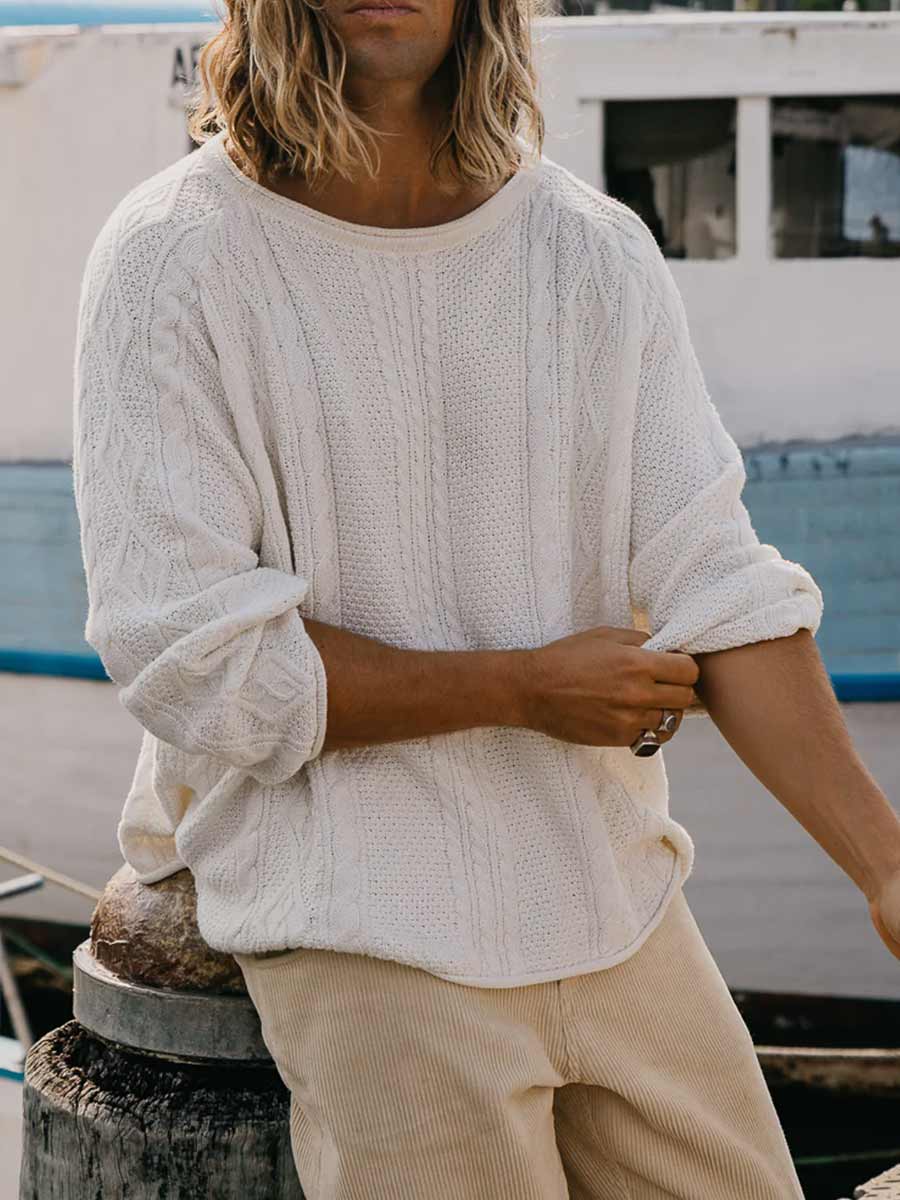 Ottway | Rory Cable Knit Sweater - Antique White image 1