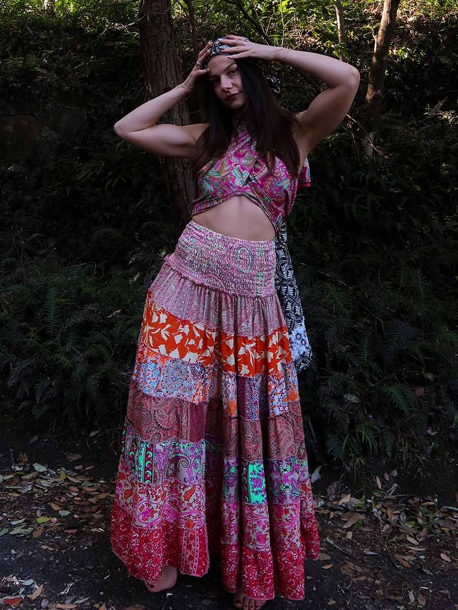 Olivia Tiered Maxi Skirt in Soft Orange image 5