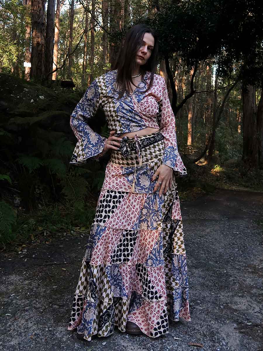 Vera Silk Skirt in Olive image 4