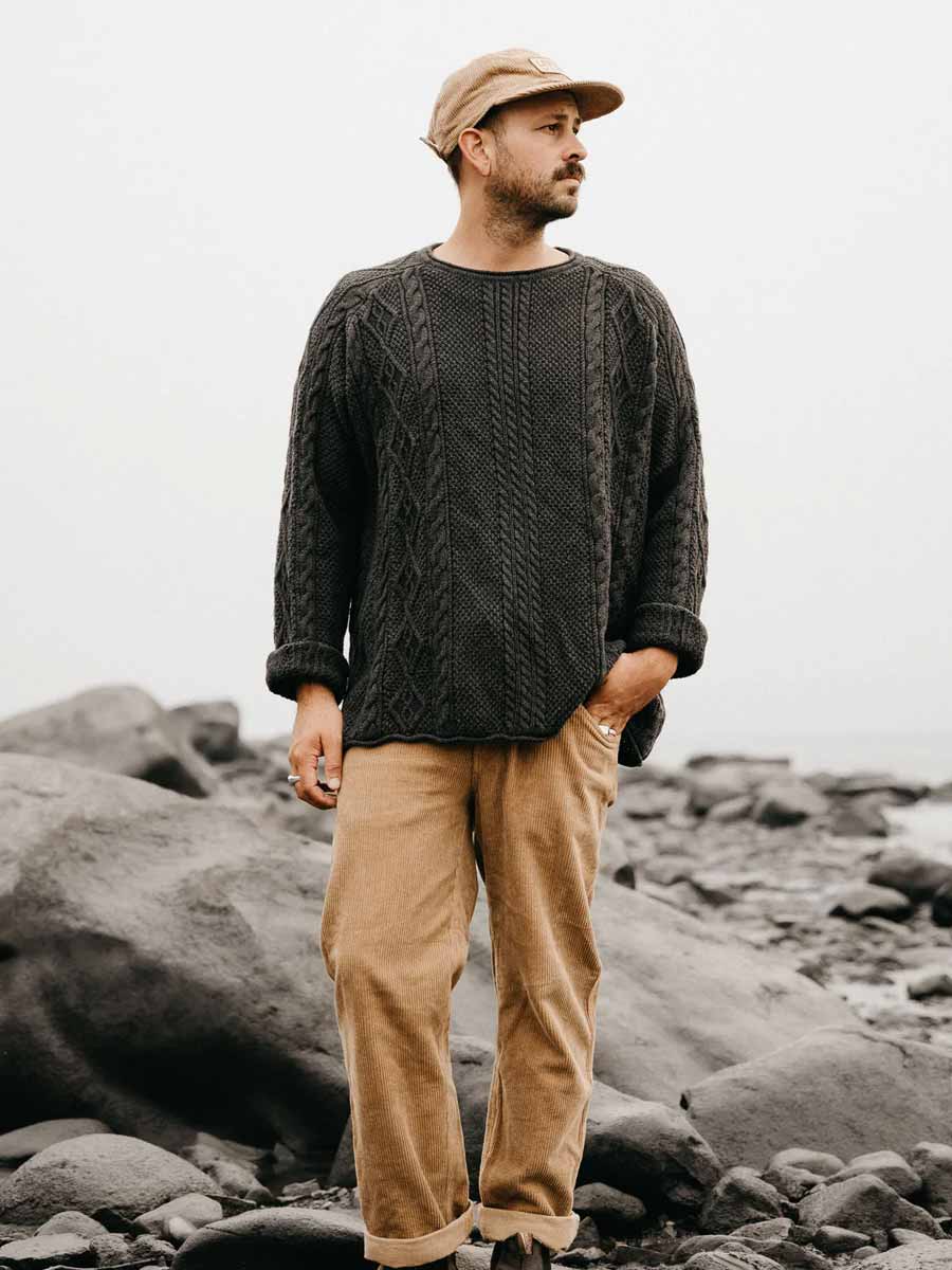Ottway | Rory Cable Knit Sweater - Charcoal - XS image
