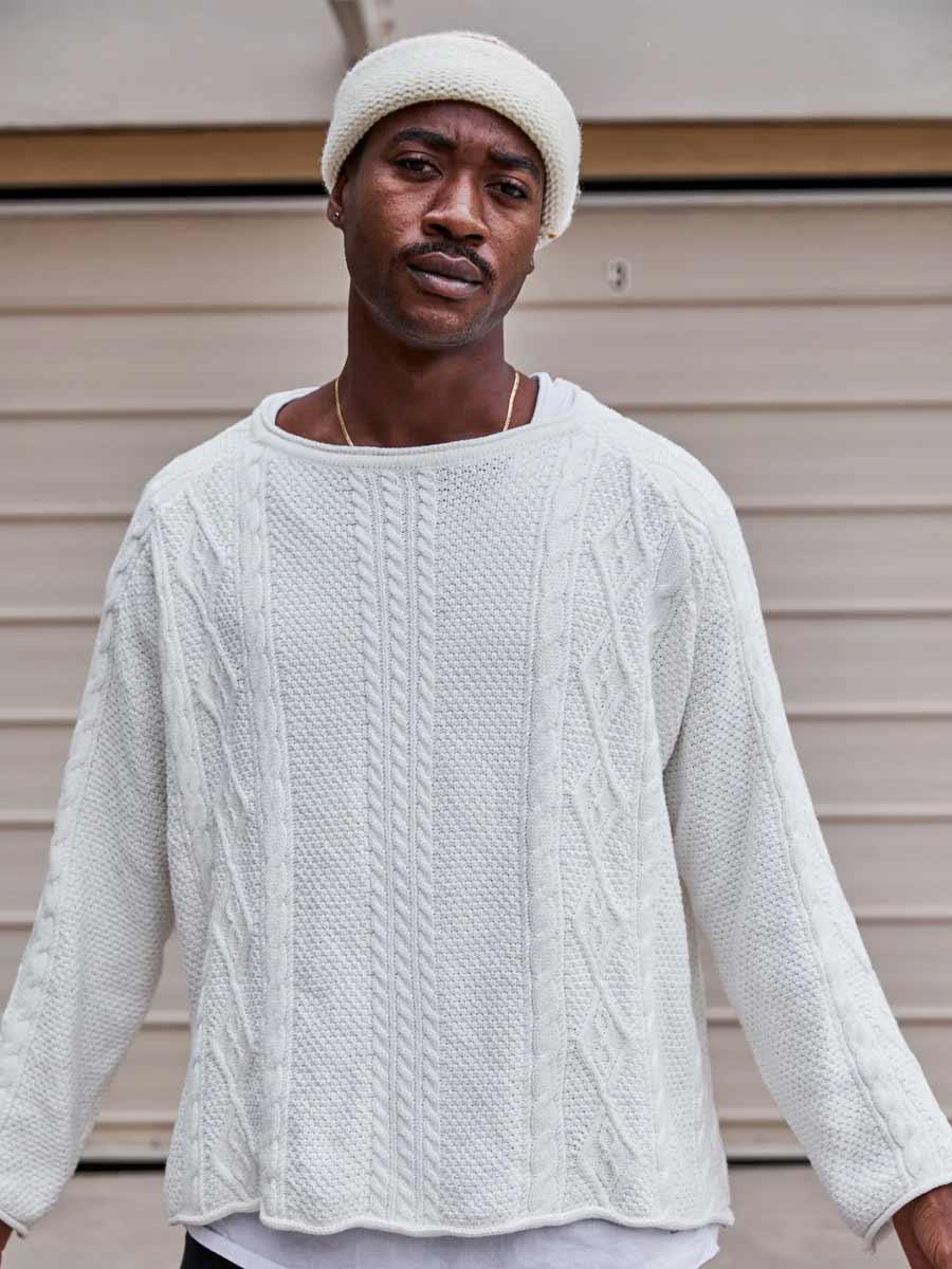 Ottway | Rory Cable Knit Sweater - Antique White image 3