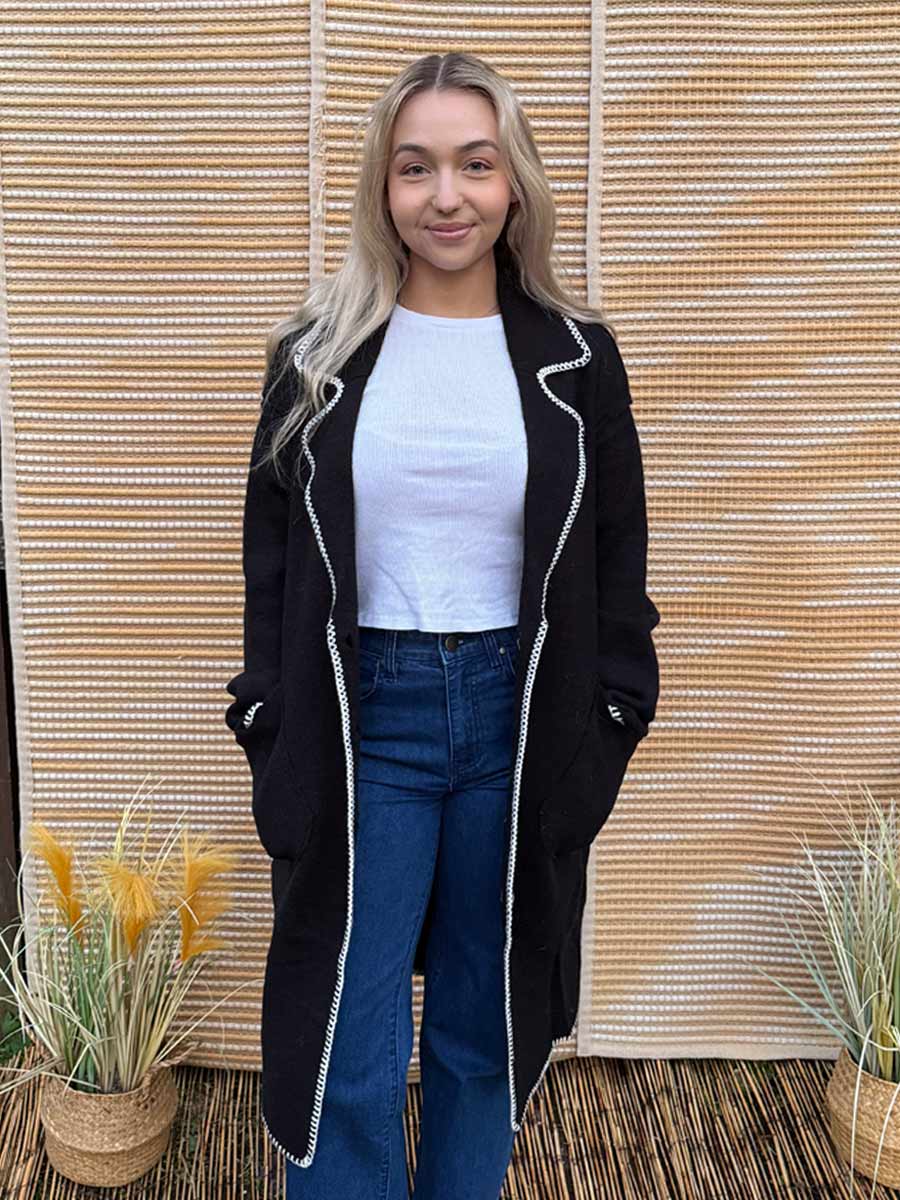 Wednesday Wool Blend Black Long Cardigan - S/M image