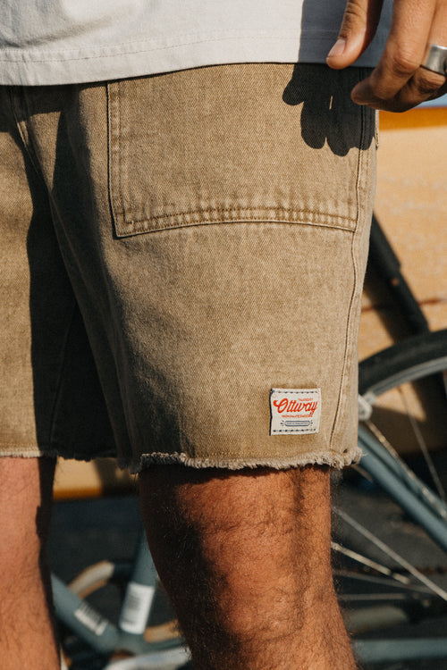 Ottway | Overland Shorts - Washed Brown Denim