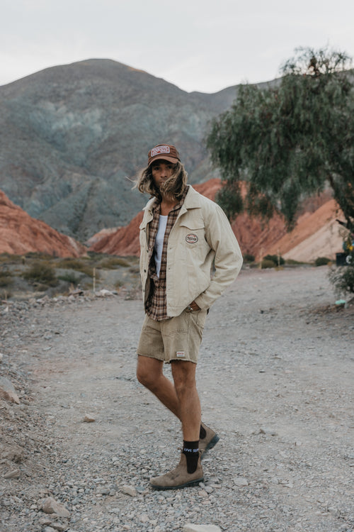 Ottway | Overland Shorts - Washed Brown Denim