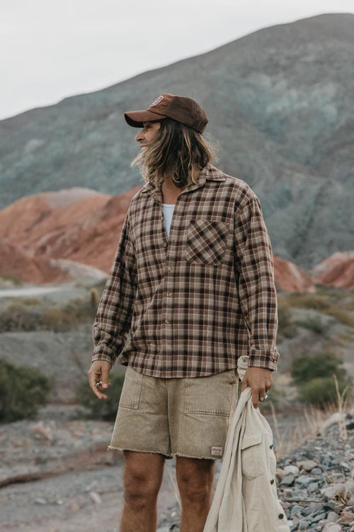 Ottway | Overland Shorts - Washed Brown Denim