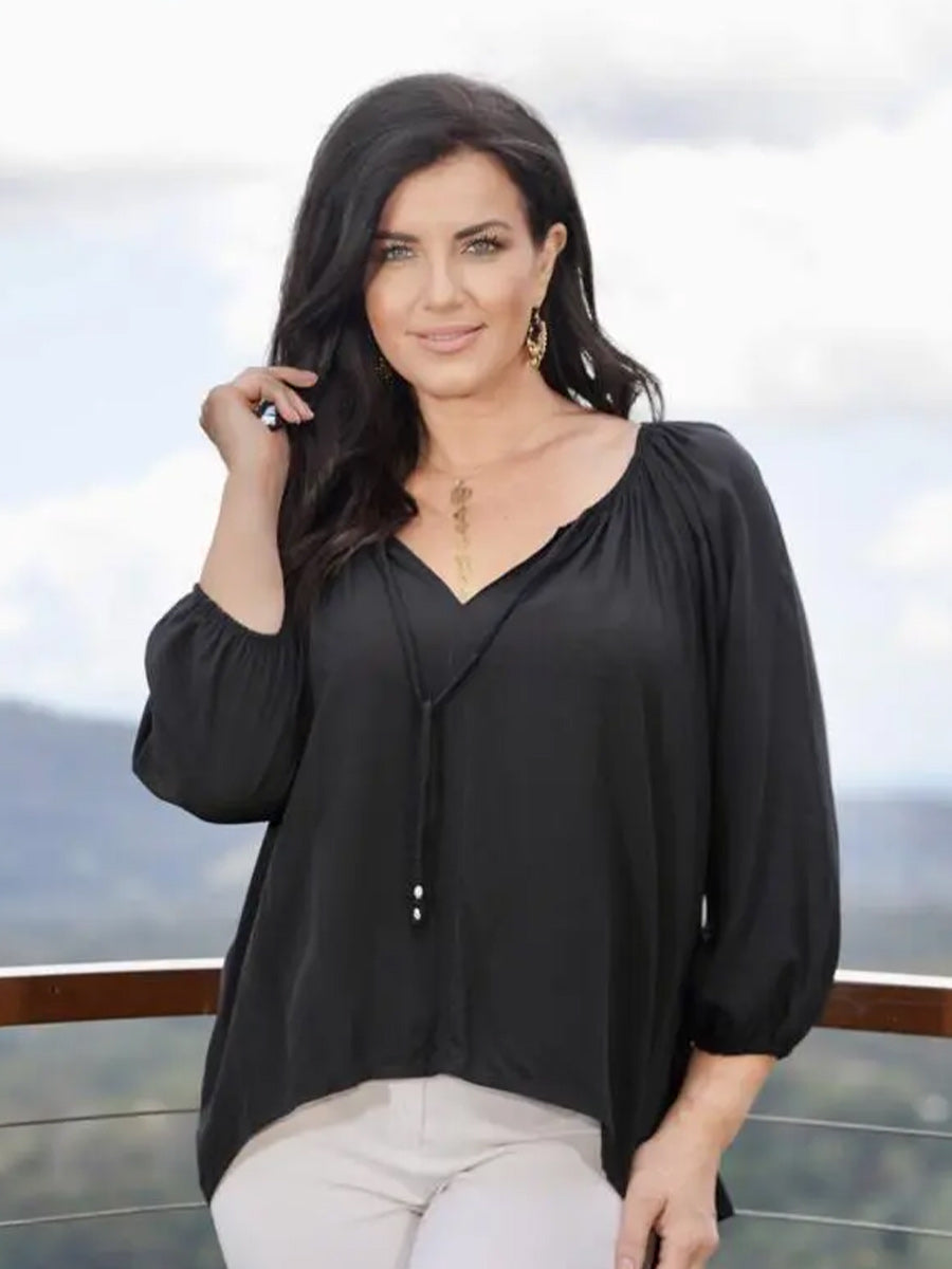 Essential Boho Top in Black image 2