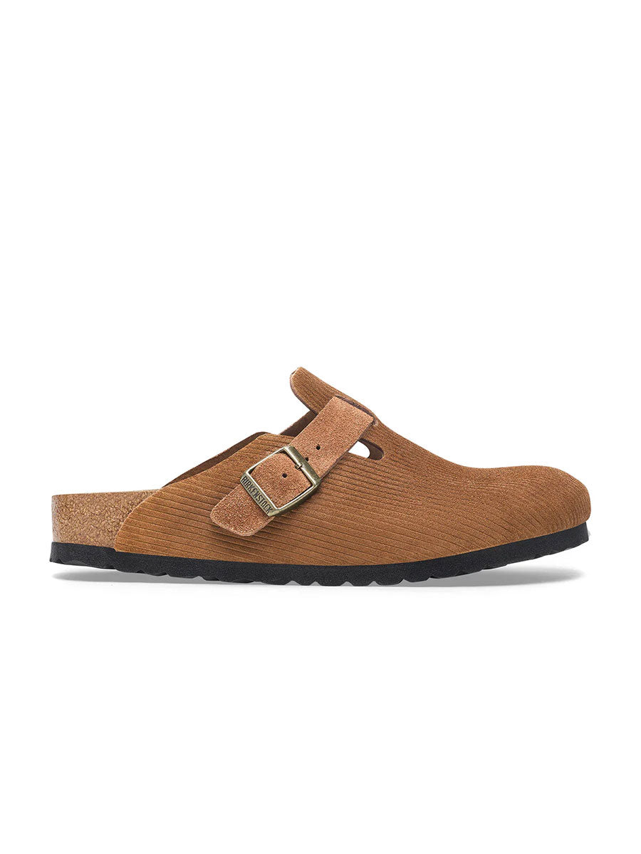 Birkenstock | Boston Corduroy Dark Tea Embossed Suede Leather image 1