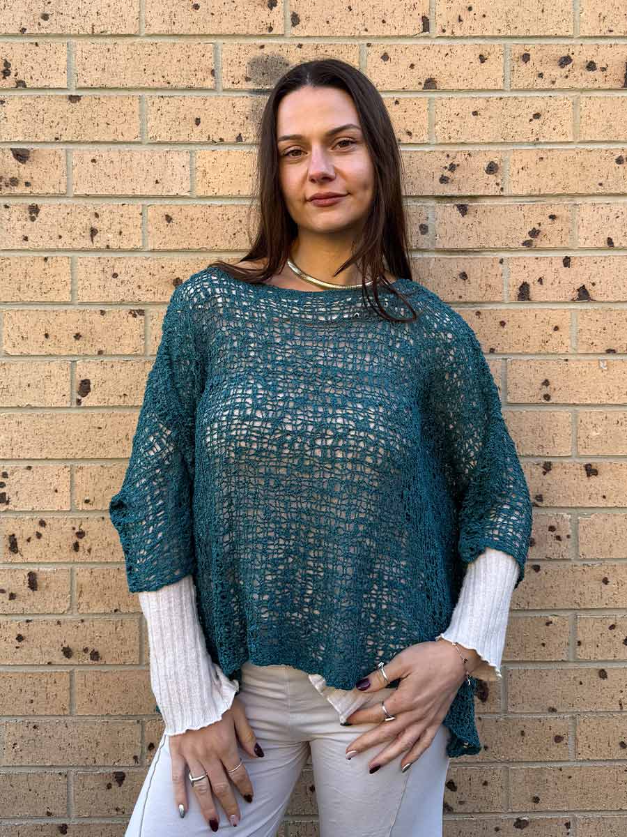 Mimpi Knit Top in Teal - FREE SIZE image
