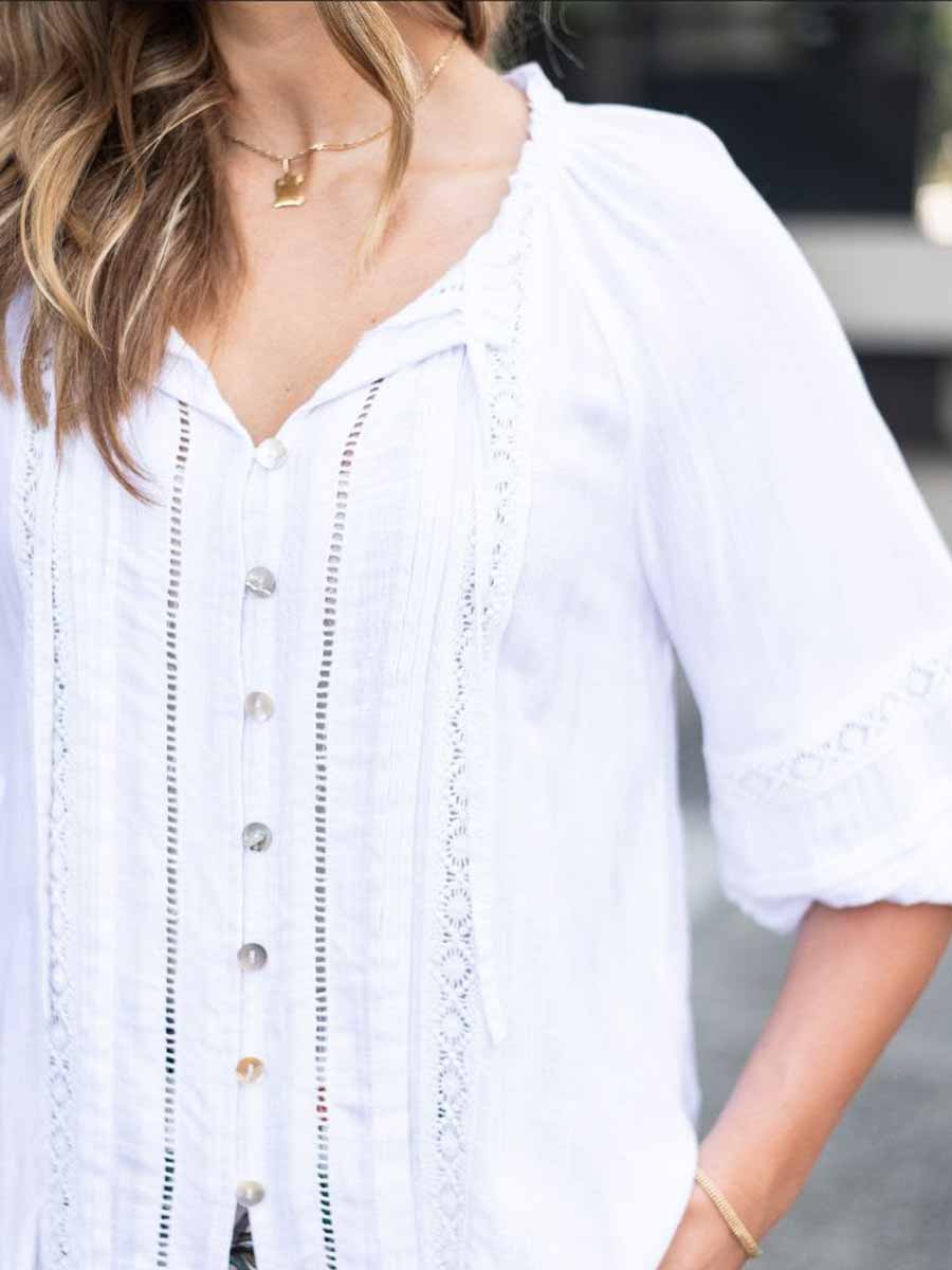 Juliette Boho Blouse in White image 1