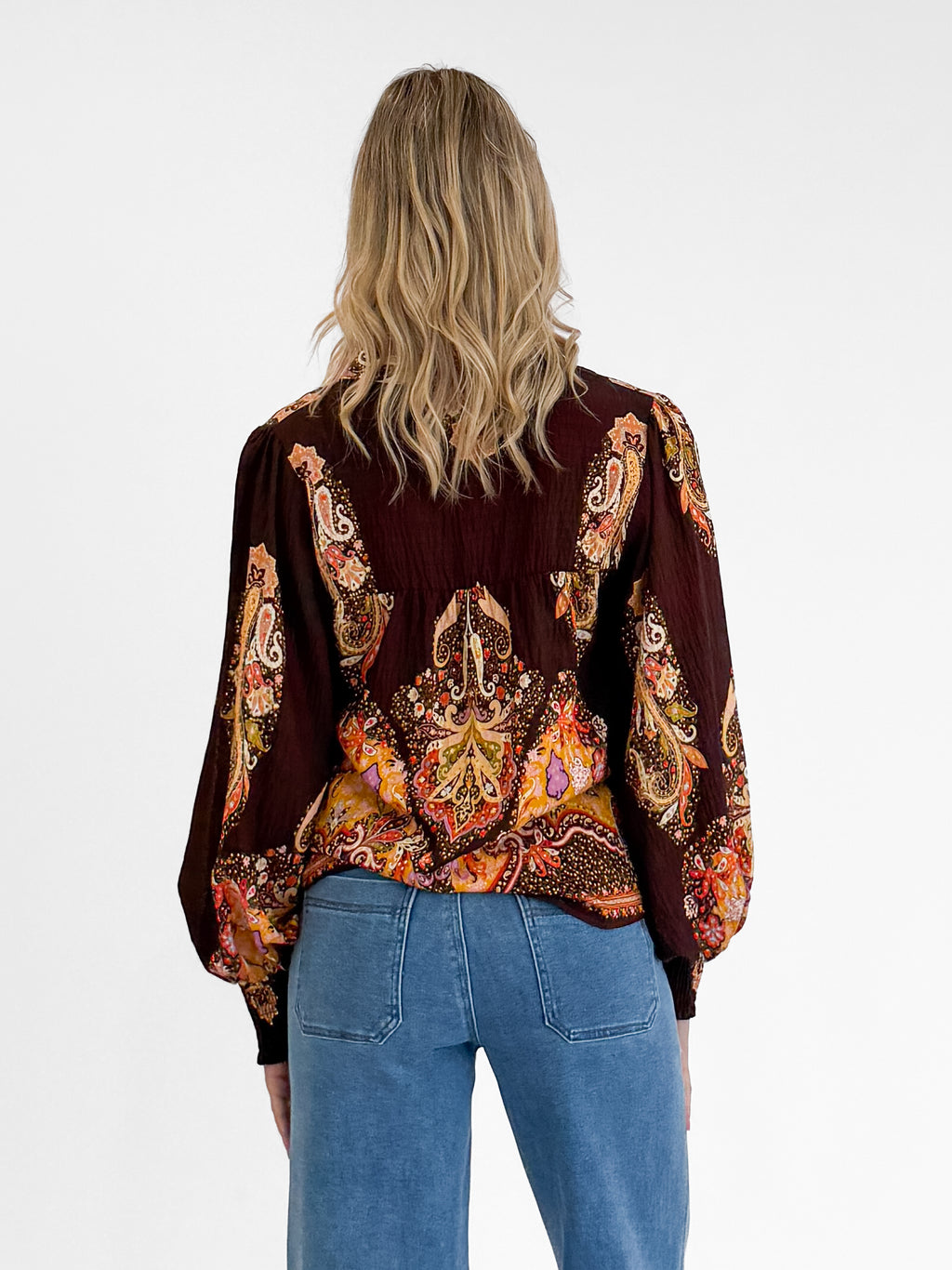 Amara Blouse in Brown/Rust