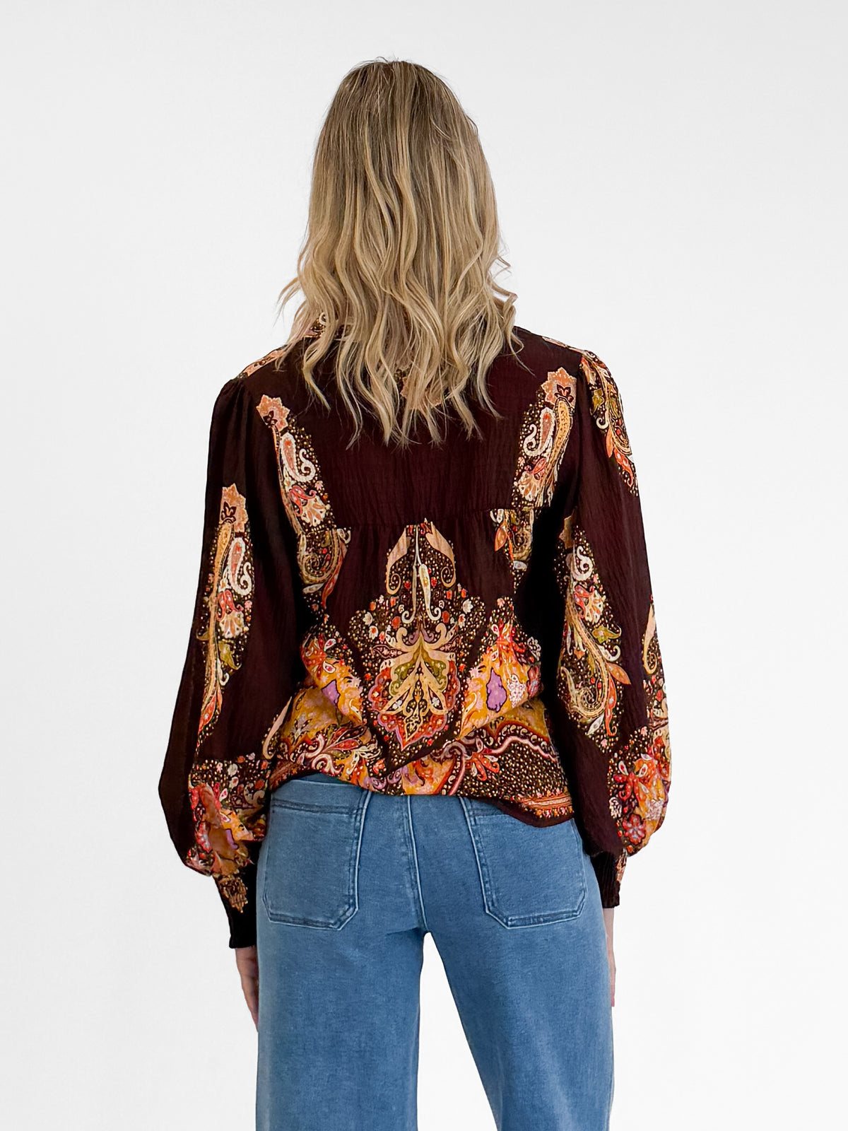 Amara Blouse in Brown/Rust